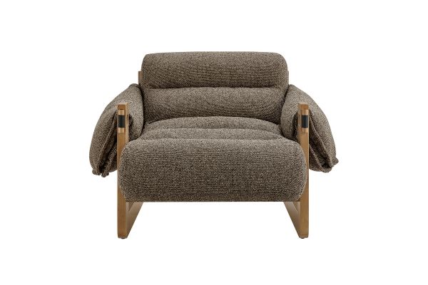 Sorelle Dark Brown Earth Upholstered Fabric Sling Lounge Chair