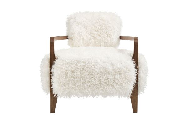 Zinnia White Faux Fur Accent Chair