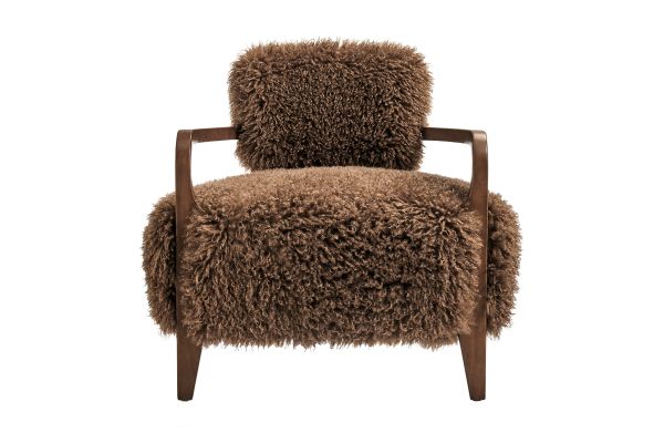 Zinnia Brown Faux Fur Accent Chair
