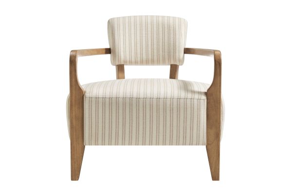 Zinnia Oatmeal Striped Fabric Upholstered Accent Chair