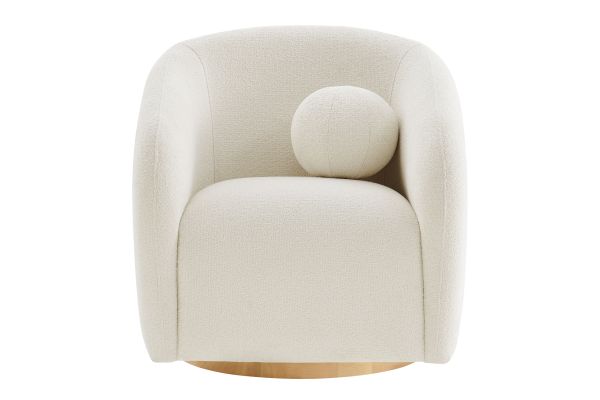 Holland Cream Chenille Fabric Swivel Armchair