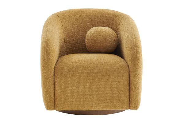 Holland Mustard Chenille Fabric Swivel Armchair