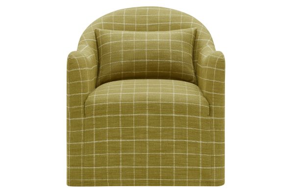 Bardot Artichoke Windowpane Check Linen Blend Accent Chair