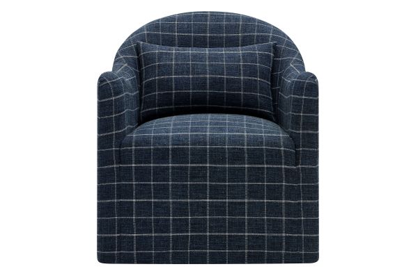 Bardot Denim Windowpane Check Linen Blend Accent Chair