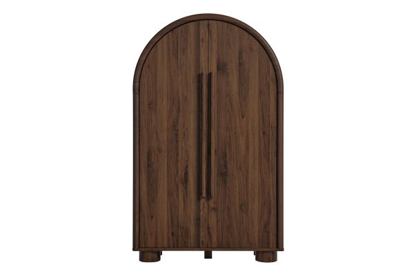 Bellamy Walnut Arched Fold-Out Desk Cabinet