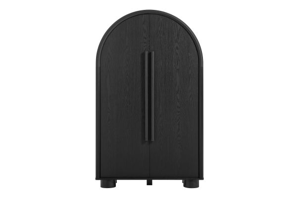 Bellamy Black Oak Arched Fold-Out Desk Cabinet