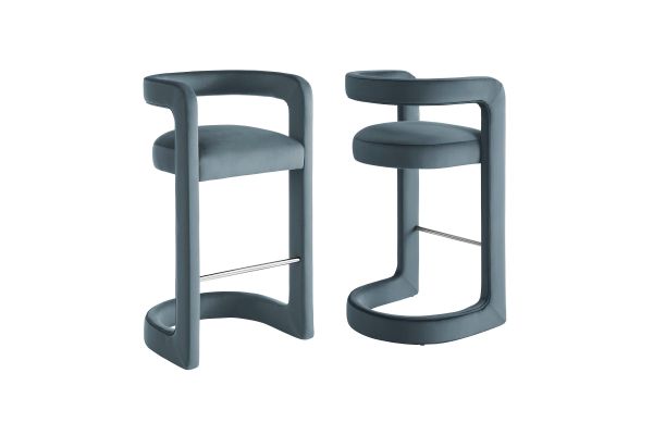 Winslow Cadet Blue Performance Velvet Bar Stool (Set of 2)