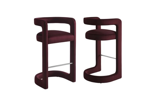 Winslow Mulberry Performance Velvet Bar Stool (Set of 2)