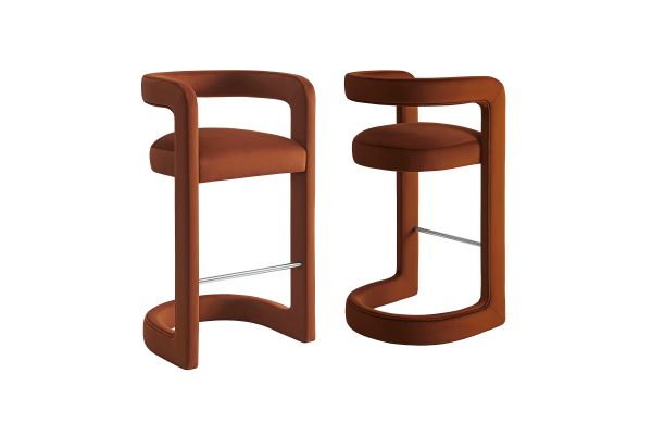 Winslow Rust Performance Velvet Bar Stool (Set of 2)