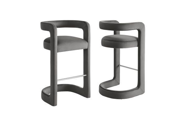 Winslow Storm Gray Performance Velvet Bar Stool (Set of 2)