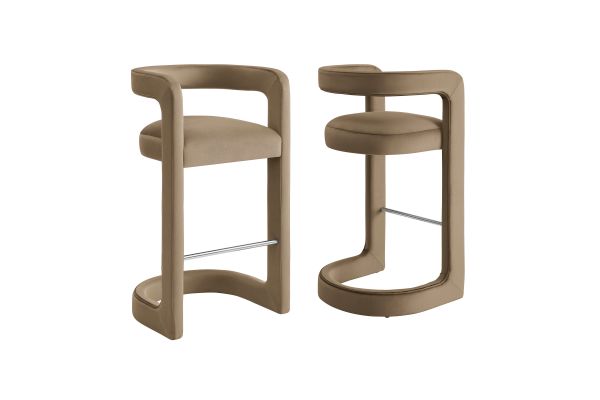 Winslow Taupe Performance Velvet Bar Stool (Set of 2)