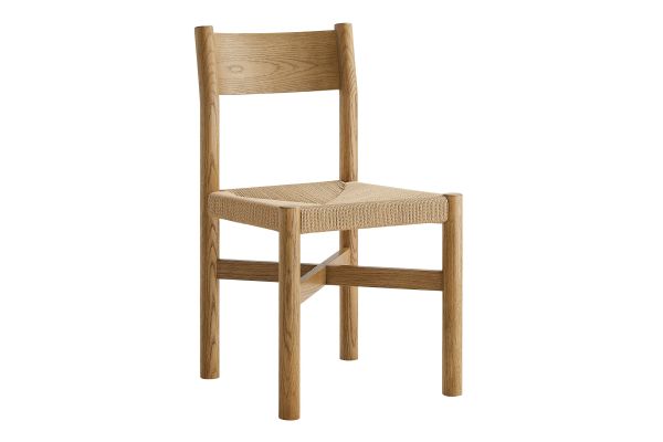 Alvia Weathered Oak Oak Wood Dining Side Chair With Woven Seat