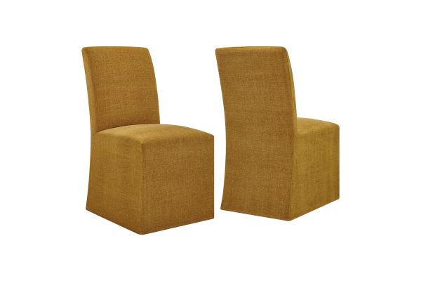 Aster Copper Slub Weave Fabric Slipcovered Dining Chairs (Set of 2)