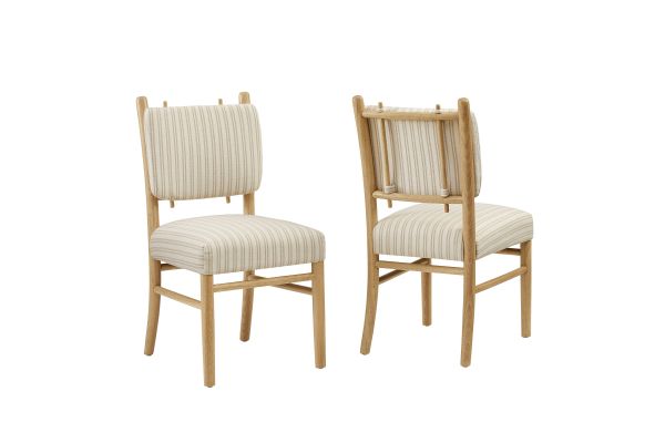 Mauden Oatmeal Striped Dining Side Chairs (Set of 2)