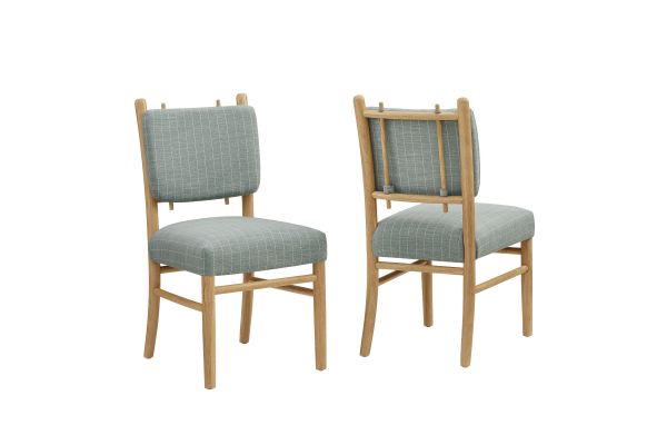 Mauden Spa Blue Striped Dining Side Chairs (Set of 2)