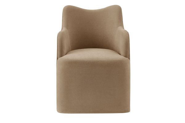 Cordelle Almond Linen Blend Swivel Dining Chair