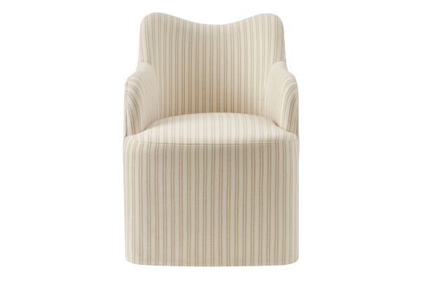 Cordelle Oatmeal Stripe Linen Blend Swivel Dining Chair