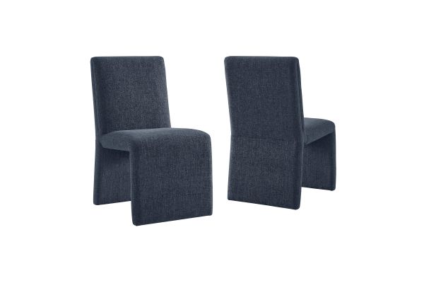 Emory Slate Blue Upholstered Fabric Dining Side Chair (Set of 2)