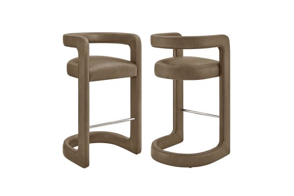 Winslow Mushroom Premium Vegan Leather Bar Stool (Set of 2)