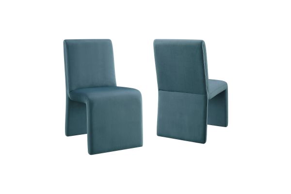 Emory Cadet Blue Performance Velvet Dining Side Chair (Set of 2)