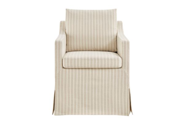 Serene Oatmeal Stripe Slipcovered Striped Fabric Dining Armchair
