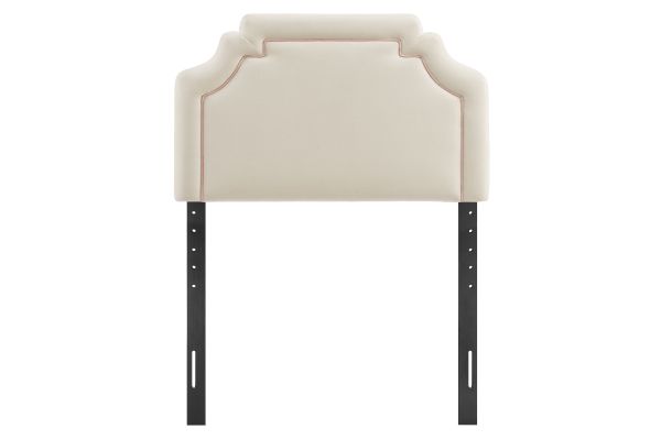 Magnolia Alabaster/Pink Stain-Resistant Performance Velvet Twin Size Headboard