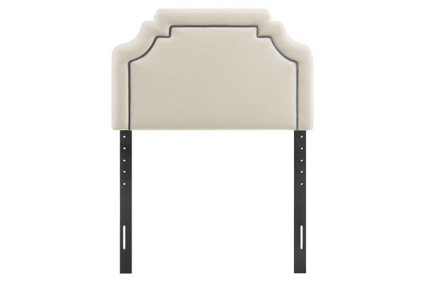 Magnolia Alabaster/Cadet Blue Stain-Resistant Performance Velvet Twin Size Headboard