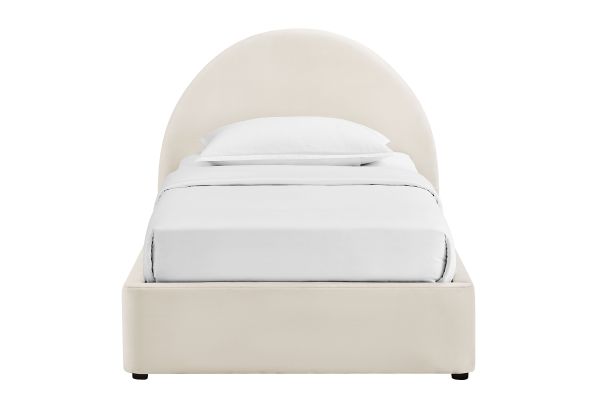 Resort Alabaster Twin Arched Performance Velvet Storage Platform Bed Frame