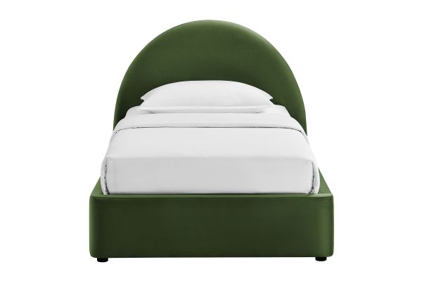 Resort Moss Green Twin Arched Performance Velvet Storage Platform Bed Frame