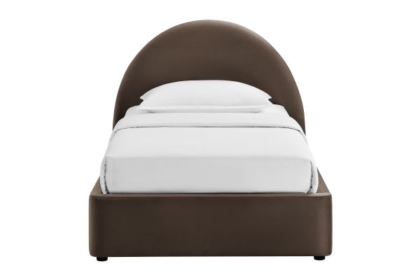 Resort Chocolate Brown Twin Arched Performance Velvet Storage Platform Bed Frame