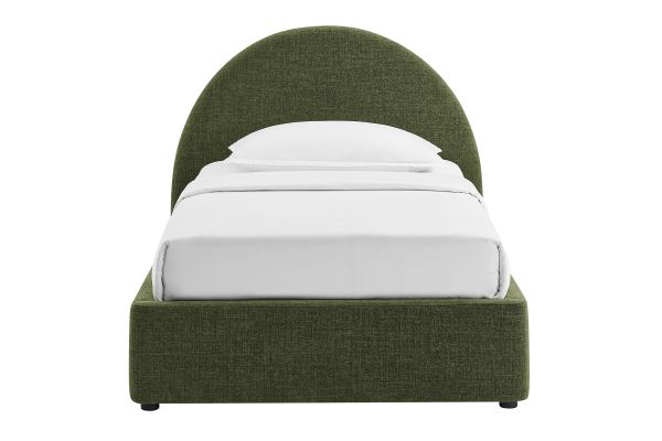 Resort Foliage Twin Arched Upholstered Fabric Storage Platform Bed Frame