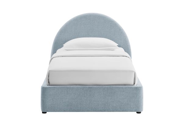 Resort Sky Twin Arched Upholstered Fabric Storage Platform Bed Frame