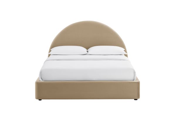 Resort Taupe Full Arched Performance Velvet Storage Platform Bed Frame