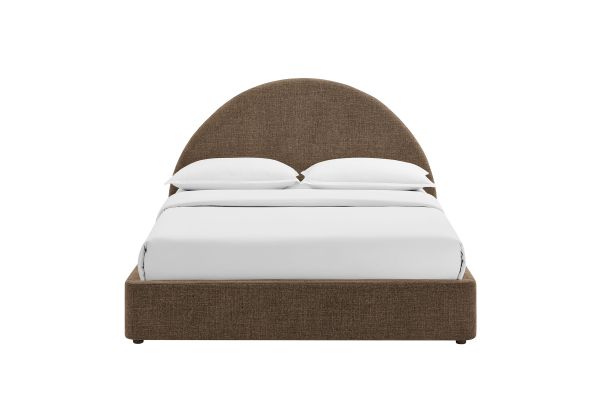Resort Mocha Full Arched Upholstered Fabric Storage Platform Bed Frame