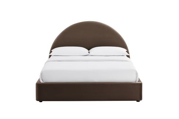 Resort Chocolate Brown King Arched Performance Velvet Storage Platform Bed Frame