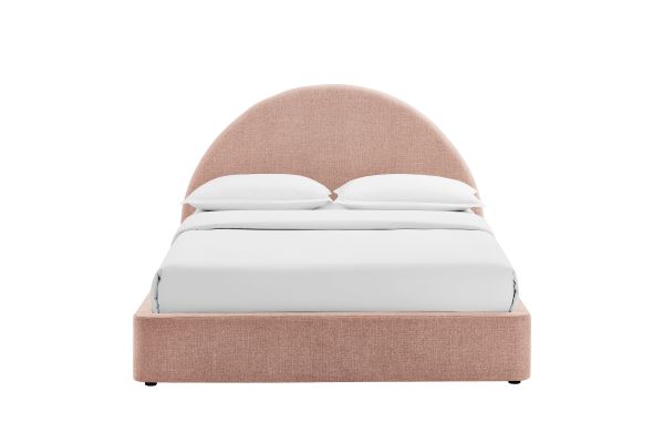 Resort Blush King Arched Upholstered Fabric Storage Platform Bed Frame