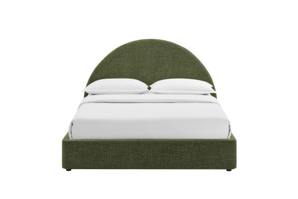 Resort Foliage King Arched Upholstered Fabric Storage Platform Bed Frame