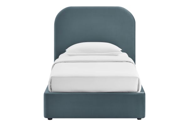 Keynote Cadet Blue Twin Performance Velvet Storage Platform Bed Frame
