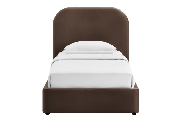 Keynote Chocolate Brown Twin Performance Velvet Storage Platform Bed Frame