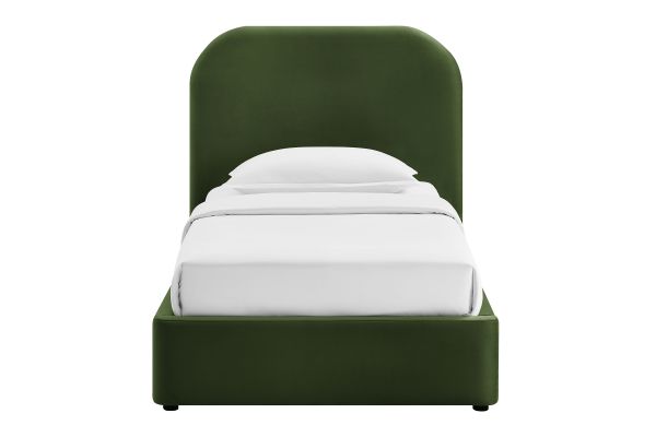 Keynote Moss Green Twin Performance Velvet Storage Platform Bed Frame