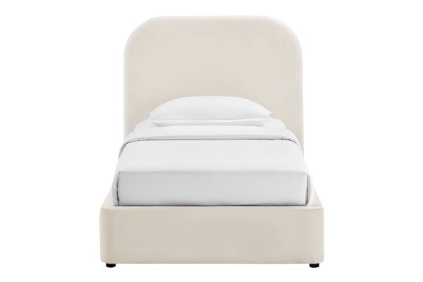 Keynote Alabaster Twin Performance Velvet Storage Platform Bed Frame