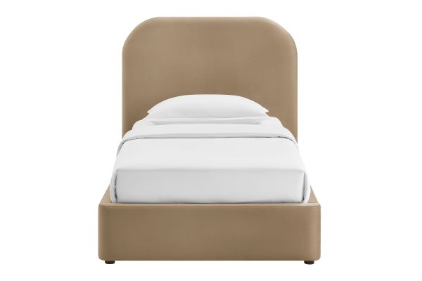 Keynote Taupe Twin Performance Velvet Storage Platform Bed Frame