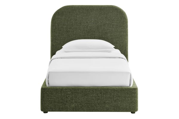 Keynote Foliage Twin Fabric Upholstered Storage Platform Bed Frame