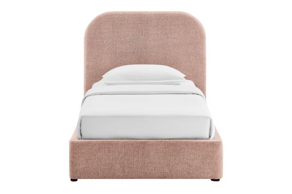 Keynote Blush Twin Fabric Upholstered Storage Platform Bed Frame