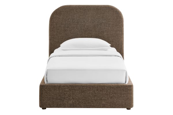 Keynote Mocha Twin Fabric Upholstered Storage Platform Bed Frame