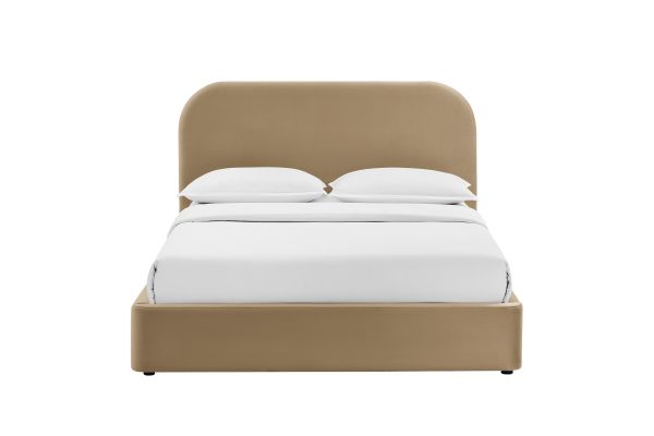 Keynote Taupe Full Performance Velvet Storage Platform Bed Frame