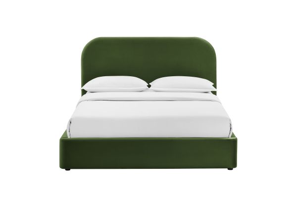 Keynote Moss Green Queen Performance Velvet Storage Platform Bed Frame