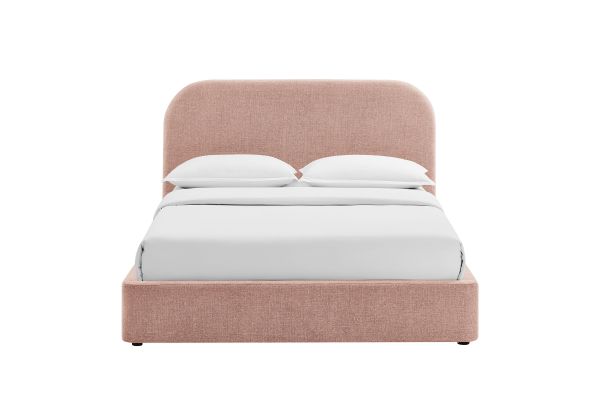 Keynote Blush Queen Fabric Upholstered Storage Platform Bed Frame
