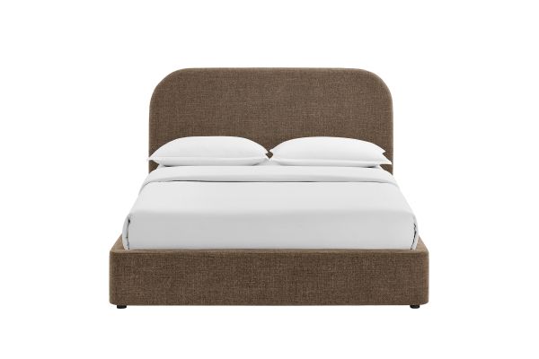 Keynote Mocha King Fabric Upholstered Storage Platform Bed Frame