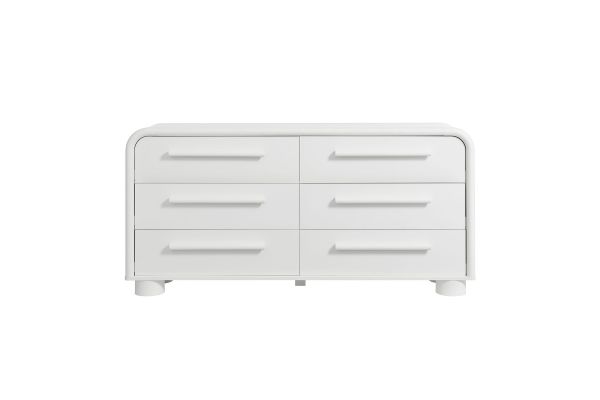 Bellamy White Matte Curved 6-Drawer Dresser